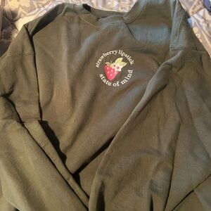 Harry Styles Green Sweatshirt with Strawberry Embroidery